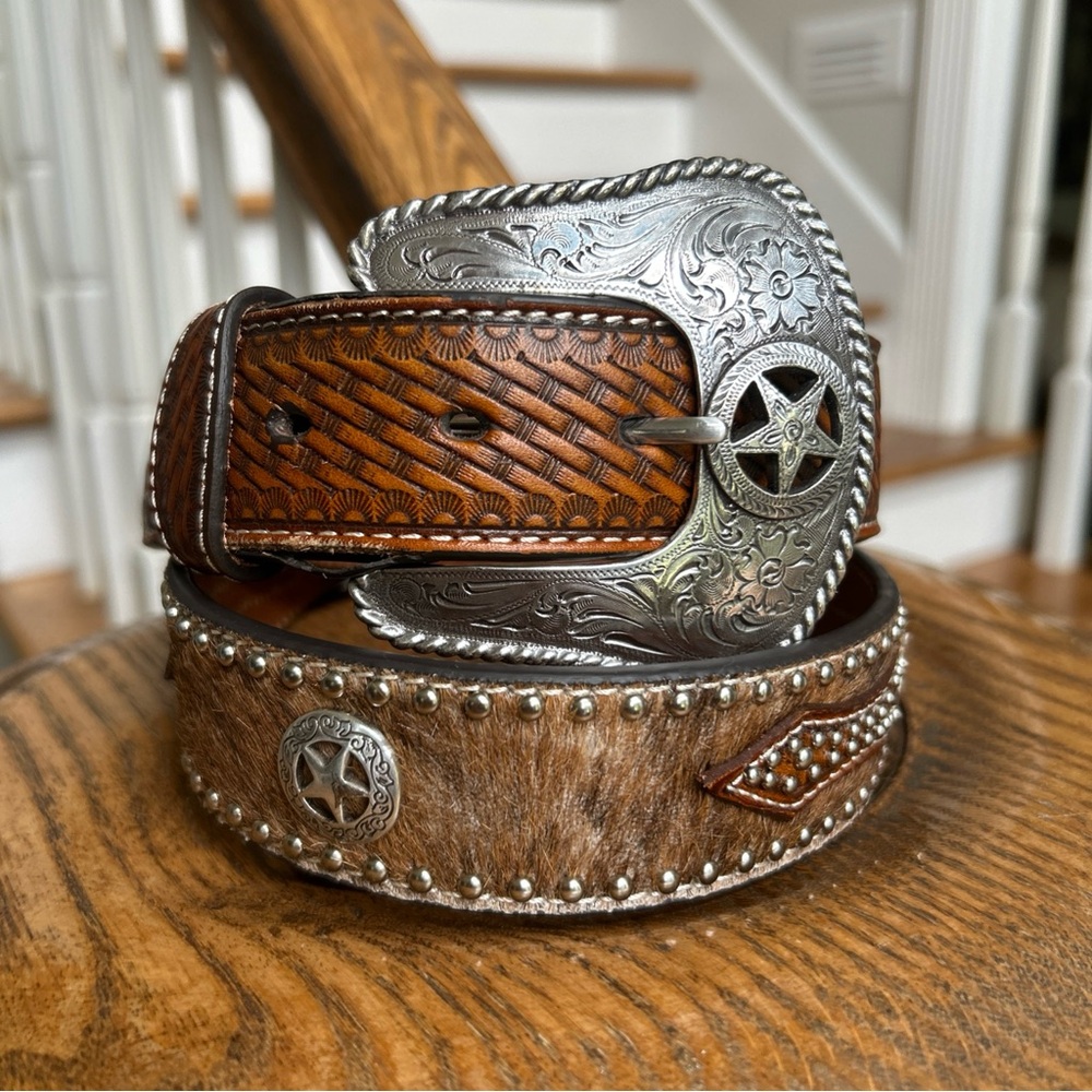 Nocona Men's Leather Pro Star Buckle Belt, 1-1/2 in. - Size 36 western